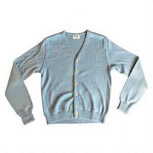 Vintage Montgomery Ward Sky Blue Knit Cardigan Soft Button Sweater Women M